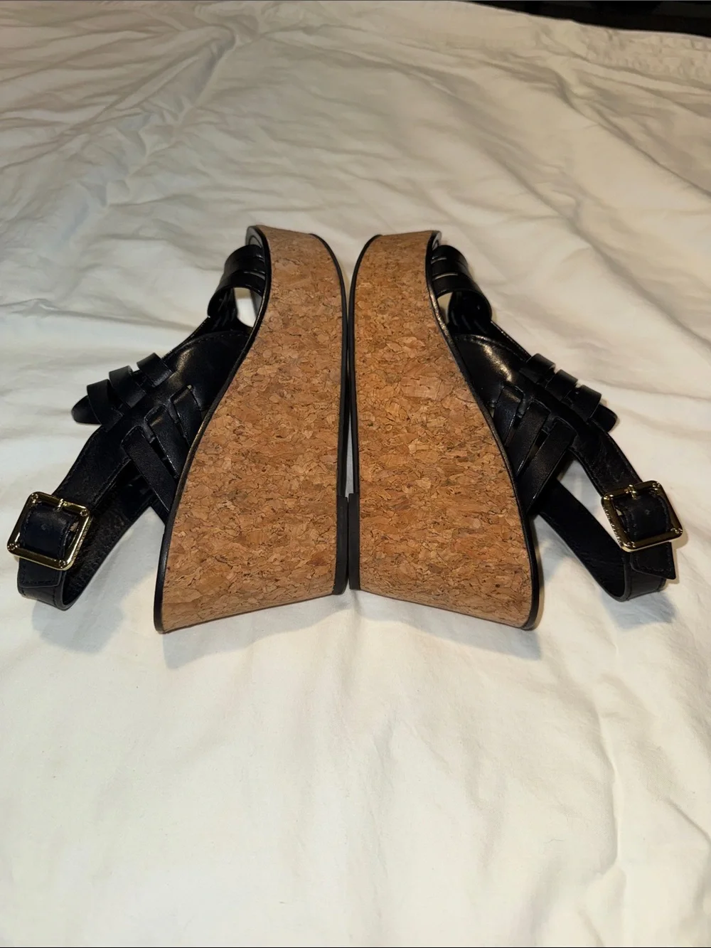 Tory Burch Leslie Cork Heeled  Wedges Size 7 M EUC